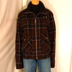Like New Zara Man Collection Purple, Black, Red, And Cream Plaid Jacket/ Coat